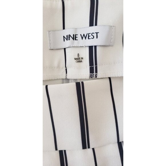 NINE WEST WHITE STRIPED WIDE LEG  PANTS SIZE 8 - Picture 6 of 8